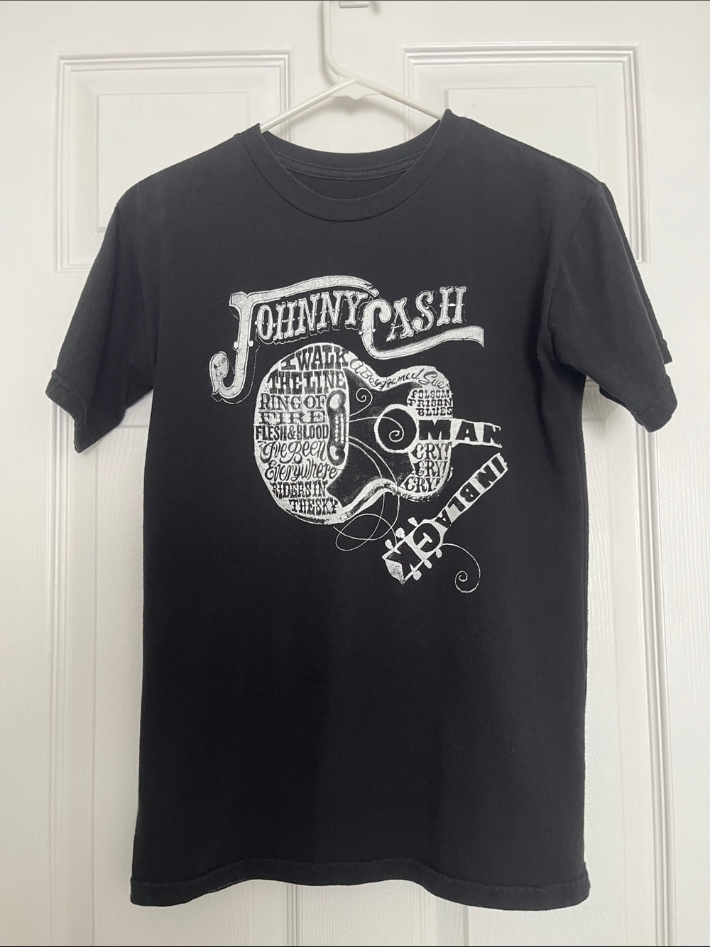 Johnny Cash Black Graphic Johnny Cash Tee with White Print